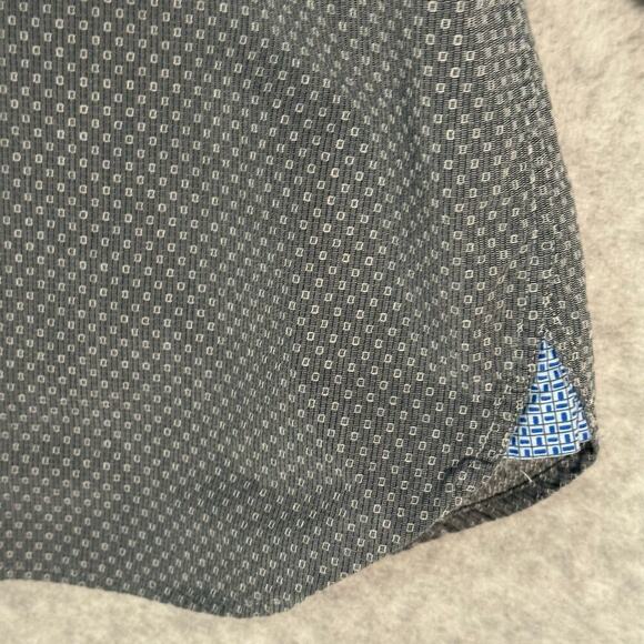 Ted Baker Endurance Mens Shirt 17, 32/33 Gray Blue Flip Cuff Button Up Geometric - Picture 8 of 15